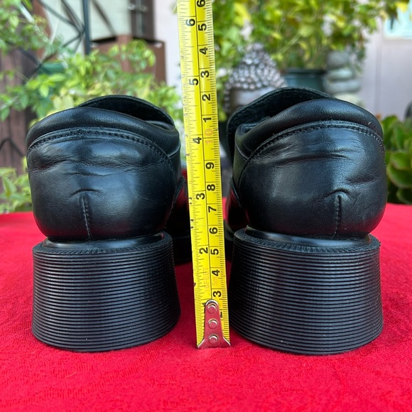 🏴󠁧󠁢󠁥󠁮󠁧󠁿 Vintage Dr. Martens MIE MONO BLACK Chunky Block Heel Loafers UK 5 - Picture 17 of 17